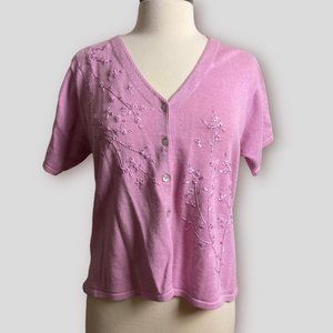 Vintage R&K Originals Embroidered Pink Button Shirt - 16